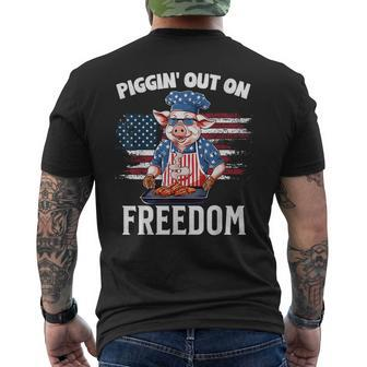 Funny 4Th Of July Pig Grilling Bbq Party Barbecue Pig Grill Gifts For Pig Lovers Funny Gifts Mens Back Print T-shirt | Mazezy