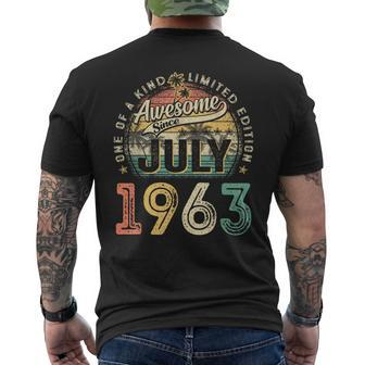 Funny 60 Year Old July 1963 Vintage Retro 60Th Birthday Gift 60Th Birthday Funny Gifts Mens Back Print T-shirt | Mazezy