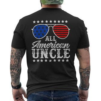 Funny All American Uncle Sunglasses Usa 4Th Of July Mens Back Print T-shirt | Mazezy