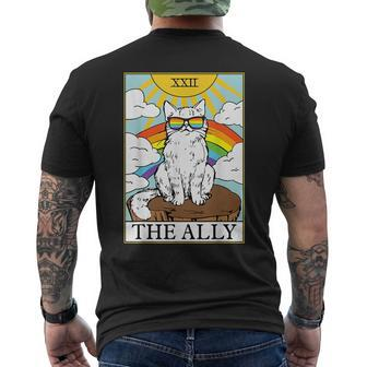 Funny Ally Cat Gay Pride Pride Sunglasses Cat Tarot Card Mens Back Print T-shirt | Mazezy
