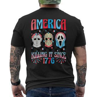 Funny America Killing It Since 1776 Horror 4Th Of July Usa IT Funny Gifts Mens Back Print T-shirt | Mazezy