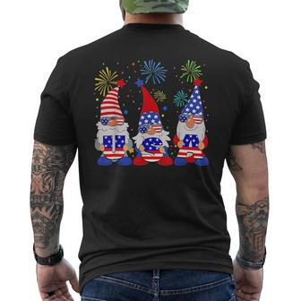 Funny American Gnomes Sunglasses Patriotic Usa 4Th Of July Mens Back Print T-shirt | Mazezy