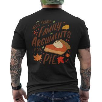 Funny Anti Thanksgiving Family And Pie Joke Meme Mens Back Print T-shirt | Mazezy