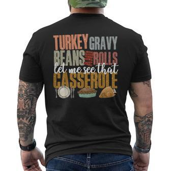 Autumn Retro Thanksgiving Turkey Gravy Beans And Rolls Men's T-shirt Back Print - Thegiftio UK