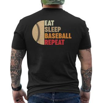 Funny Baseball Eat Sleep Baseball Repeat Baseball Player Baseball Funny Gifts Mens Back Print T-shirt | Mazezy