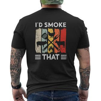 Funny Bbq Id Smoke That Meat Grill Funny Dad Bbq Mens Back Print T-shirt - Monsterry AU