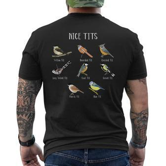 Funny Bird Watching Humor Collection Of Tits Nice Tit Birds Bird Watching Funny Gifts Mens Back Print T-shirt | Mazezy CA