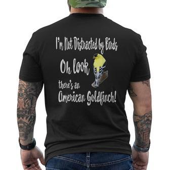 Birdwatchers American Goldfinch Birder Men's T-shirt Back Print | Mazezy