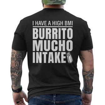 Funny Bmi Burrito Mucho Intake Mens Back Print T-shirt | Mazezy
