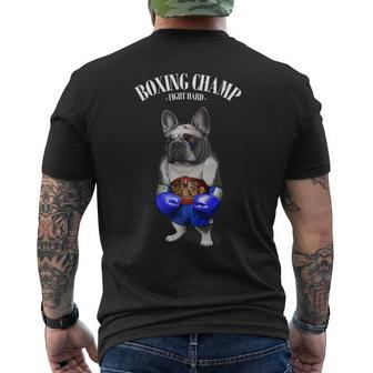 Funny Boxing Champion French Bull Dog Fighter Mens Back Print T-shirt - Monsterry CA