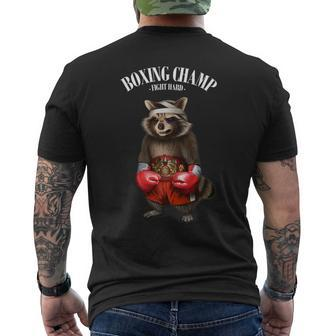 Funny Boxing Champion Raccoon Fighter Mens Back Print T-shirt - Monsterry AU