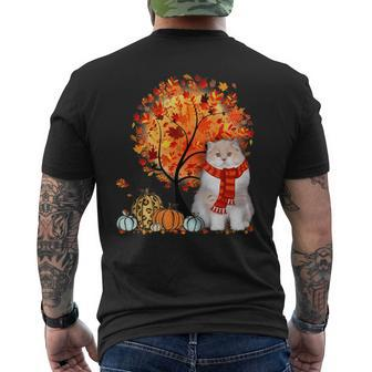 British Longhair Cat Thanksgiving Autumn Cat Lover Men's T-shirt Back Print | Mazezy