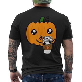 Funny Cannibalism Pumpkin Spice Latte Scary Pumpkin Cannibal Mens Back Print T-shirt | Mazezy