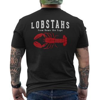 Funny Cape Cod Accent Lobster Lobstahs Down Cape Distressed Mens Back Print T-shirt - Thegiftio UK