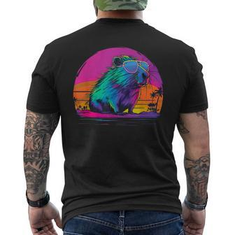 Funny Capybara Vintage Rodent Retro Vaporwave Aesthetic Goth  Mens Back Print T-shirt