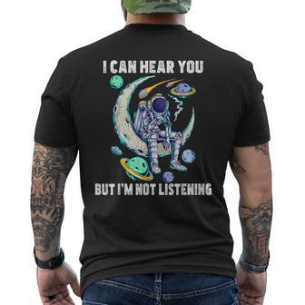 Funny Cat I Can Hear You But Im Listening Mens Back Print T-shirt - Seseable