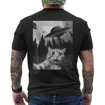 Cat Selfie With Ufos Men's T-shirt Back Print - Monsterry