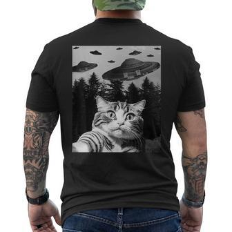 Funny Cat Selfie With Ufos Alien Ufo Funny Cat Lover Mens Back Print T-shirt - Seseable