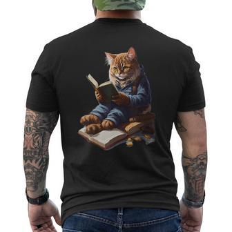 Cats Reading A Book Graphic Cat Kitten Lovers Men's T-shirt Back Print | Mazezy UK