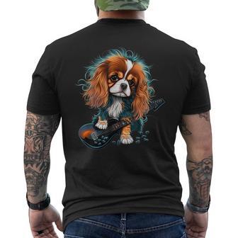 Cavalier King Charles Spaniel Cute Ronk Roll Rocker Men's T-shirt Back Print - Seseable