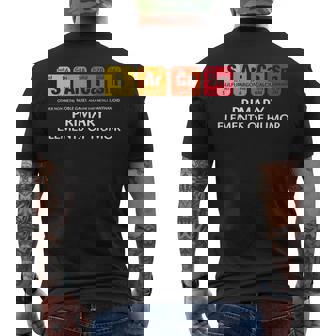 Funny Chemistry Primary Sarcasm Elements Science Gift Mens Back Print T-shirt | Mazezy