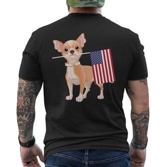 Funny Chihuahua Dog American Flag Dog 4Th Of July Mens Back Print T-shirt | Mazezy