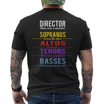 Choir Director Soprano Alto Tenor Bass Joke Men's T-shirt Back Print | Mazezy