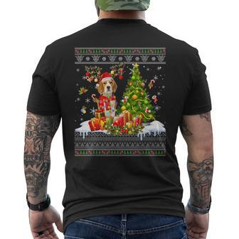 Christmas Lights Beagle Dog Xmas Ugly Sweater Men's T-shirt Back Print | Mazezy