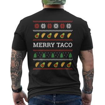 Christmas Ugly Sweater Merry Taco Avocado Men's T-shirt Back Print - Monsterry