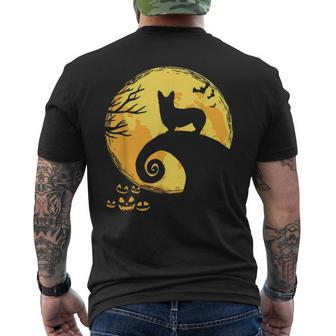Funny Corgi And Moon Halloween Costume Mens Back Print T-shirt | Mazezy