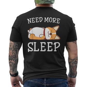 Funny Corgi Dog Pajama Need More Sleep Animal Lover Mens Back Print T-shirt - Thegiftio UK
