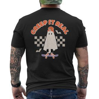 Creep It Real Cute Ghost Skateboard Halloween Costume Men's T-shirt Back Print - Seseable