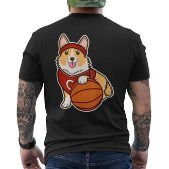 Cute Corgi Basketball Player Lover Corgis Owner Men's T-shirt Back Print | Mazezy