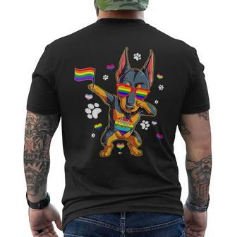 Funny Dabbing Doberman Pinscher Lgbt-Q Gay Pride Month Lgbt Mens Back Print T-shirt | Mazezy