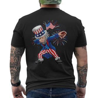 Funny Dabbing Uncle Sam Football Ball Indepedence Day Boys Mens Back Print T-shirt | Mazezy