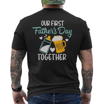 Funny Dad And Son Our First Fathers Day Together 2023 Baby Mens Back Print T-shirt - Seseable