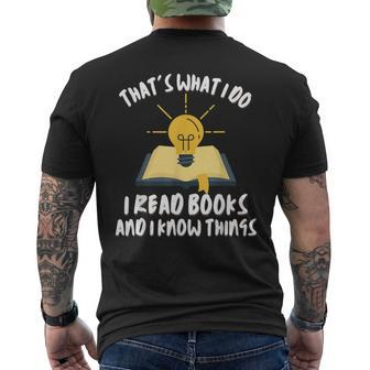 Funny Dad Thats What I Do I Read Books And I Know Things Mens Back Print T-shirt | Mazezy