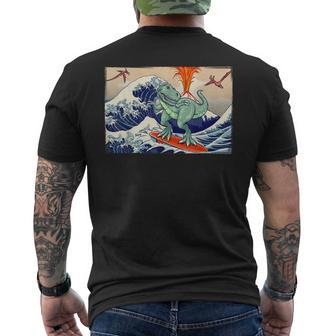 Dinosaur Surfing Dino Surfer T Rex Men's T-shirt Back Print - Monsterry DE