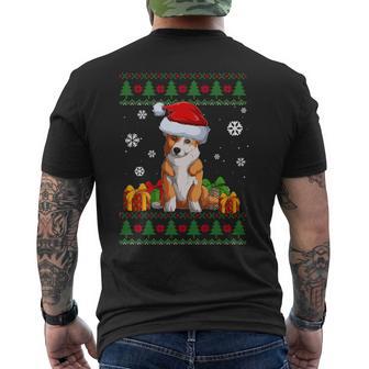 Dog Lover Welsh Corgi Santa Hat Ugly Christmas Sweater Men's T-shirt Back Print - Monsterry CA