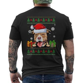 Dog Lovers Pitbull Santa Hat Ugly Christmas Sweater Men's T-shirt Back Print - Monsterry CA