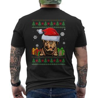 Dogue De Bordeaux Santa Hat Ugly Christmas Sweater Men's T-shirt Back Print - Monsterry DE