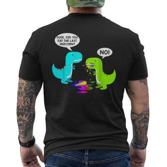 Did You Eat The Last Unicorn Dinosaur Short Sleeve Men's T-shirt Back Print - Seseable