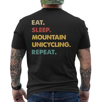 Eat Sleep Mountain-Unicycling Repeat Men's T-shirt Back Print | Mazezy
