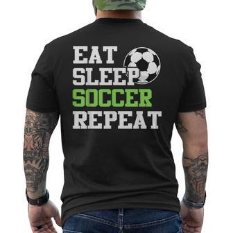 Eat Sleep Soccer Repeat Soccer Player Men's T-shirt Back Print - Seseable
