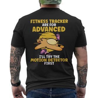 Funny Fitness Tracker Are For Advanced Work Out Sloth Mens Back Print T-shirt - Monsterry CA