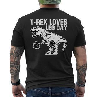 Funny Fitness Workout Clothes Trex Loves Leg Day Mens Back Print T-shirt - Monsterry