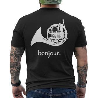 French Horn Bonjour Band Sayings Men's T-shirt Back Print | Mazezy