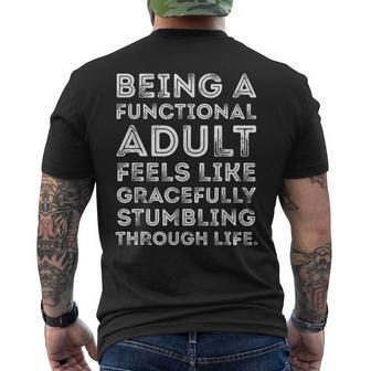 Being A Functional Adult Sarcasm Quote Ironic Retro Men's T-shirt Back Print | Mazezy