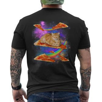 Funny Galaxy Cat In Space Cat Riding Pizza Mens Back Print T-shirt - Thegiftio UK