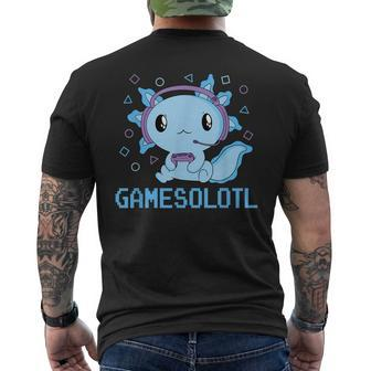 Funny Gamesolotl Anime Kawaii Gaming Axolotl Video Gamer Mens Back Print T-shirt | Mazezy